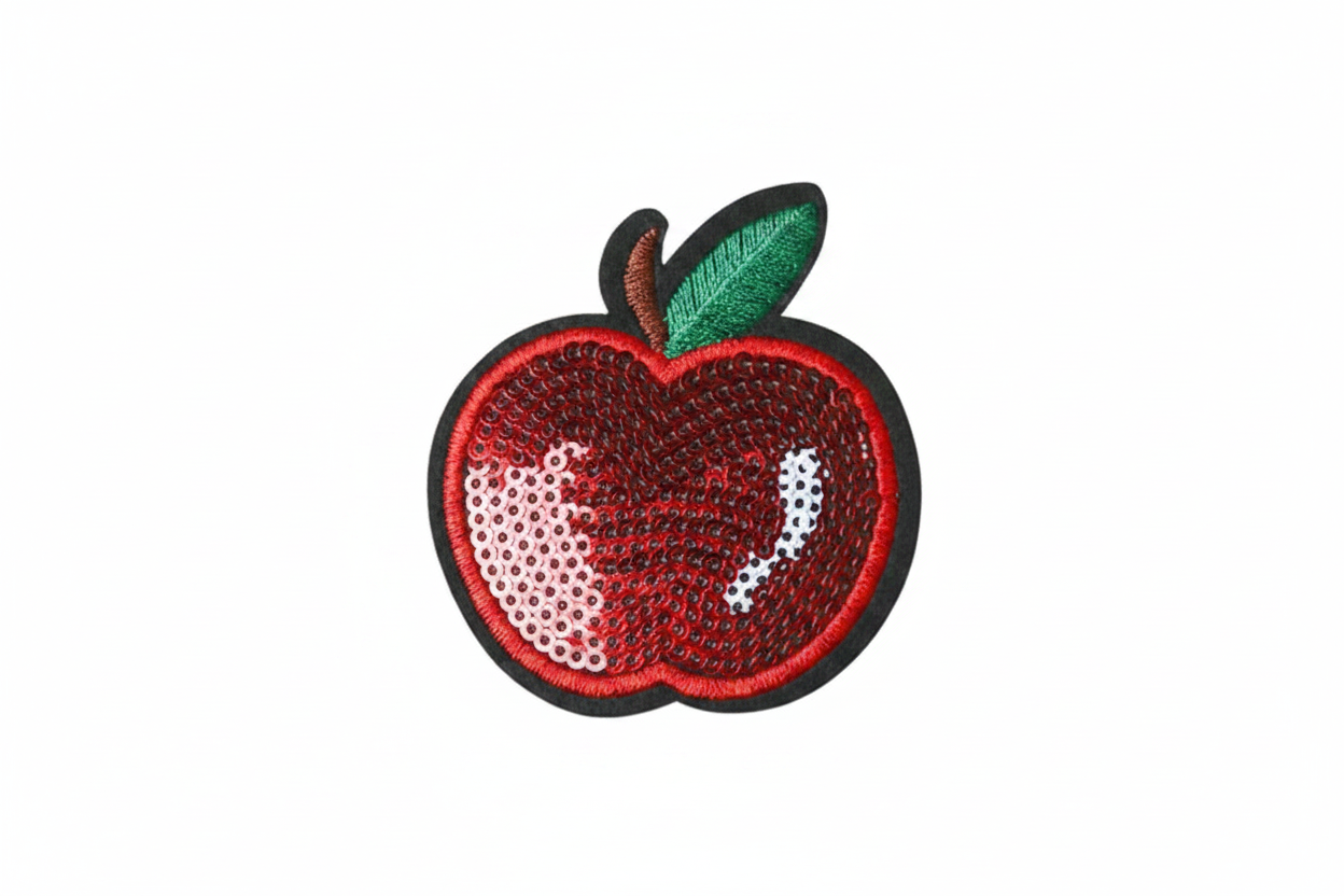 Red Apple Sequin Iron on Patches