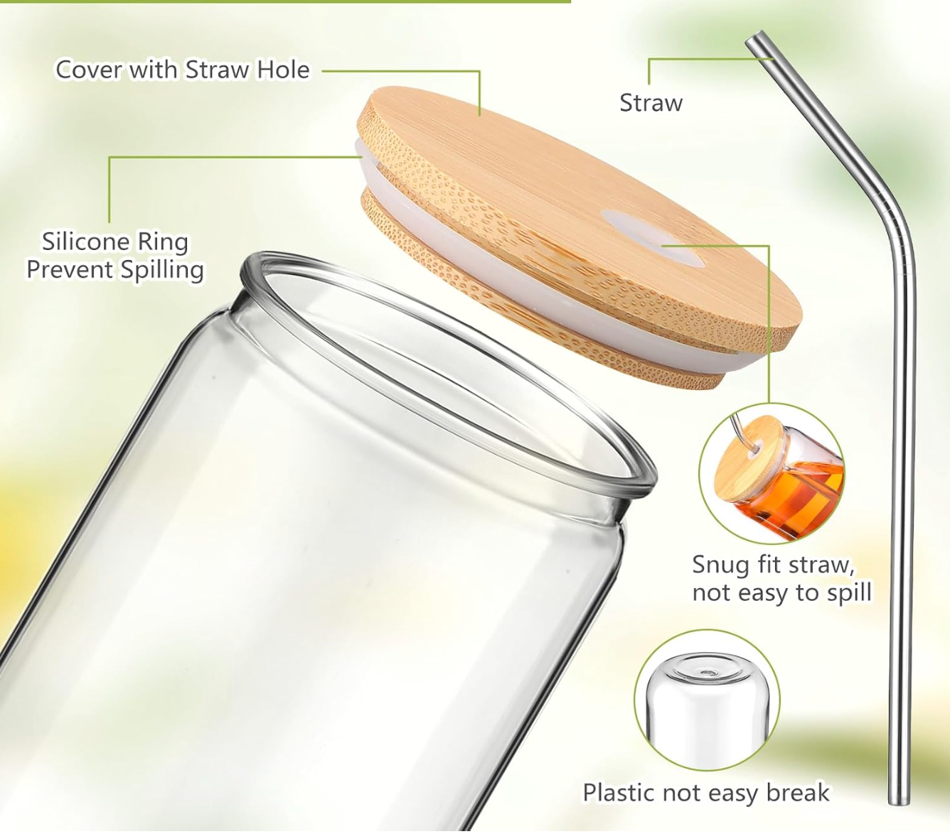 16 oz Clear Acrylic Tumbler with Bamboo Lid CA242