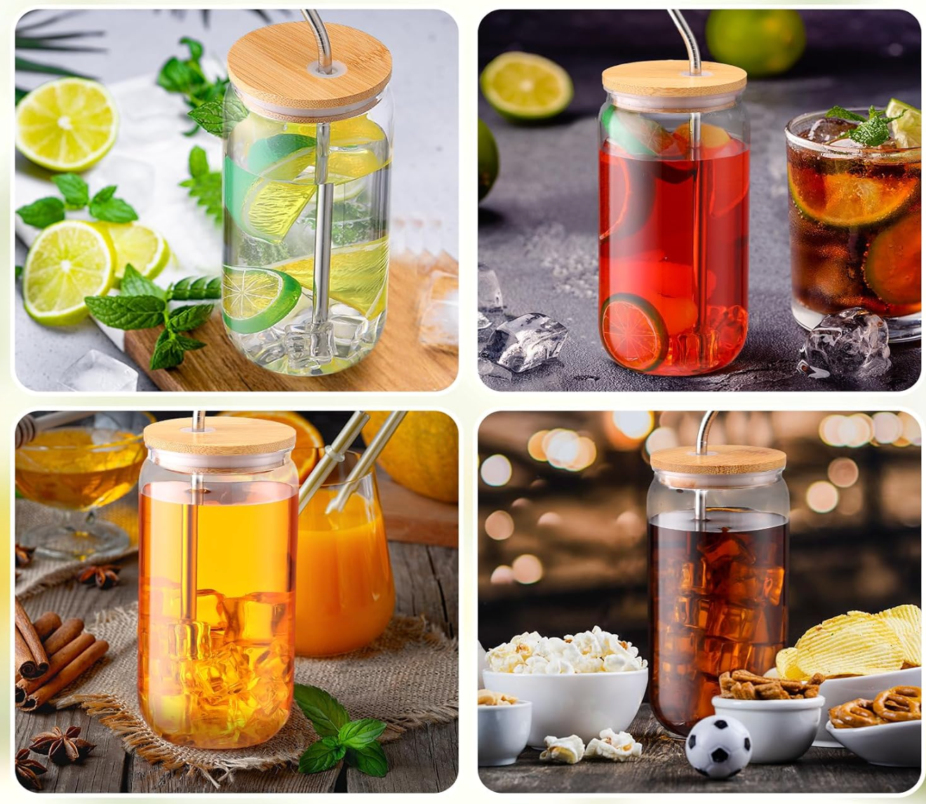 16 oz Clear Acrylic Tumbler with Bamboo Lid CA242