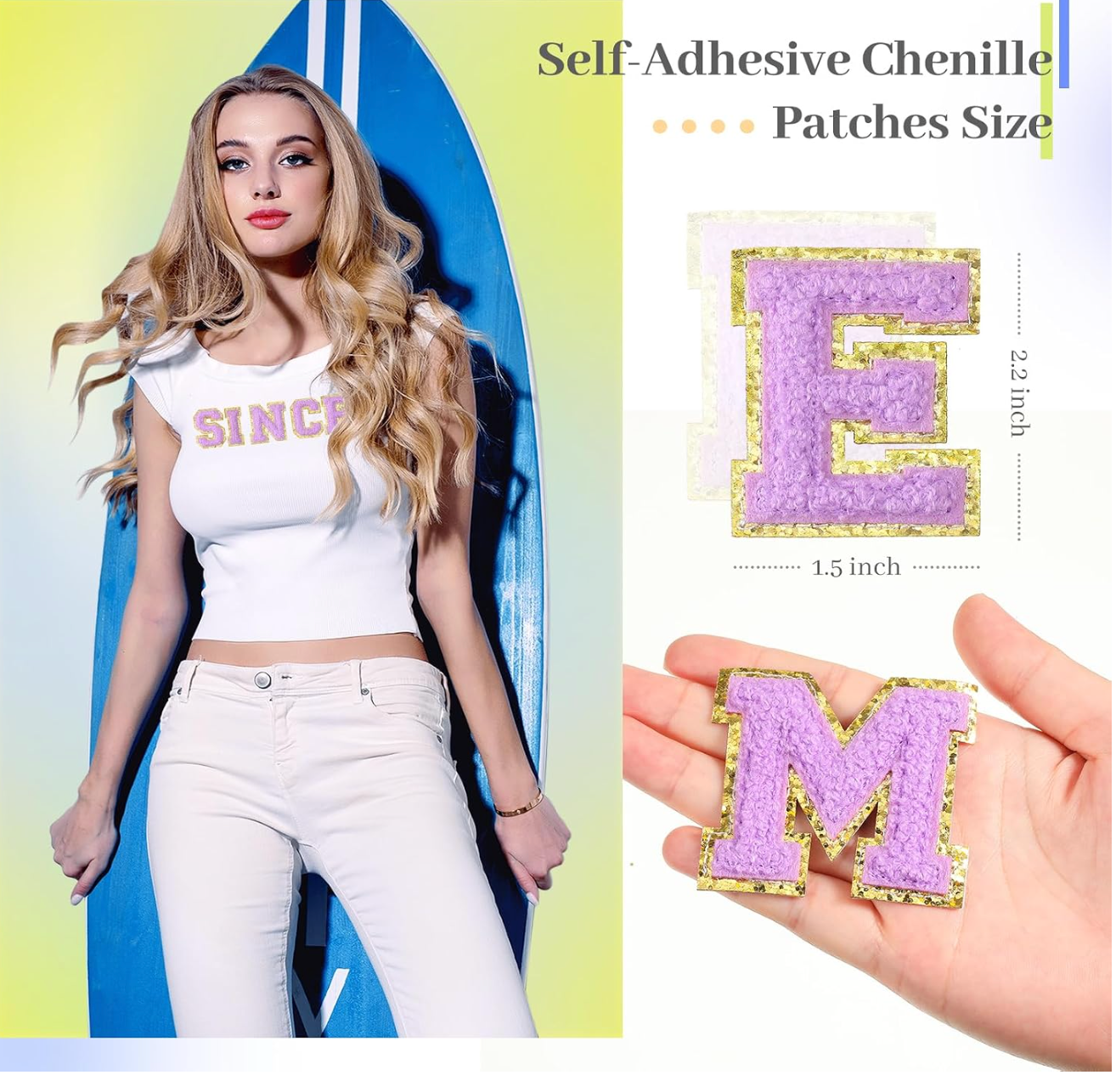 Chenille Letter Patches,Retro  2.8/ 2.2 Inch