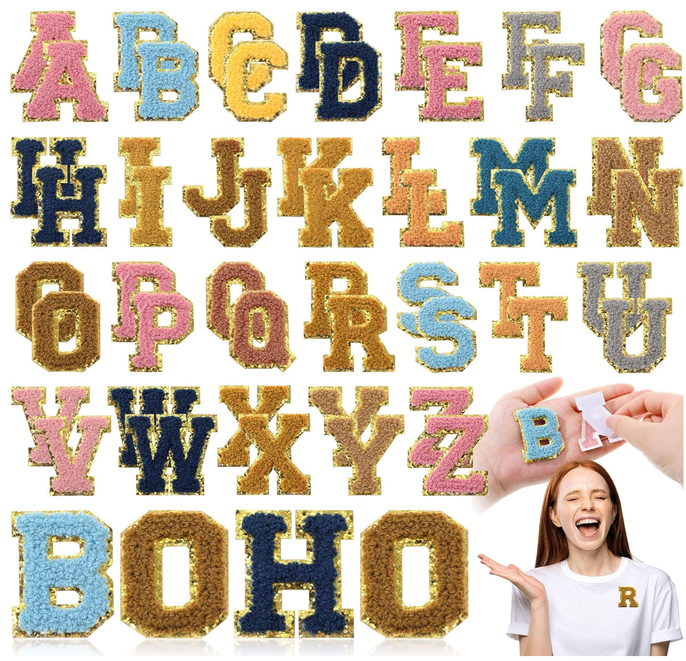 Chenille Letter Patches,Retro  2.8/ 2.2 Inch