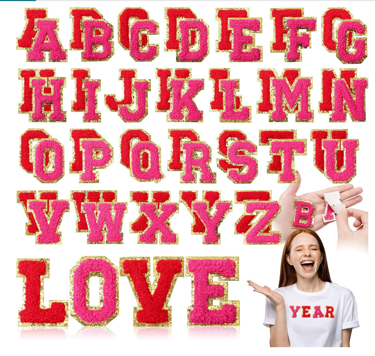 Chenille Letter Patches,Retro  2.8/ 2.2 Inch