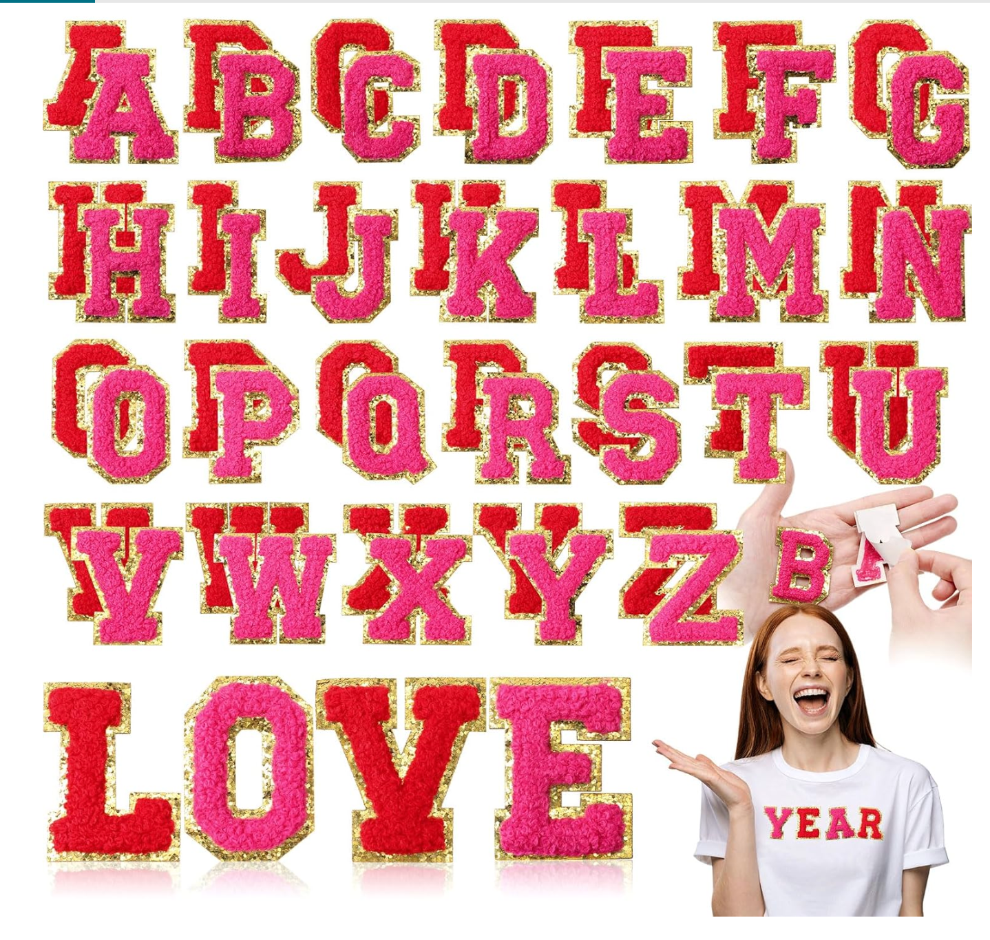 Chenille Letter Patches,Retro  2.8/ 2.2 Inch