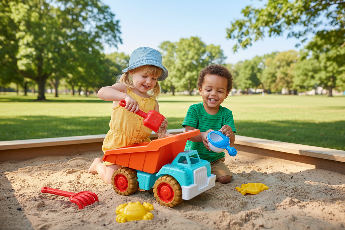 Dump Truck Sand Toy Set with 5 Accessories – 6 Piece Set (CA1205)