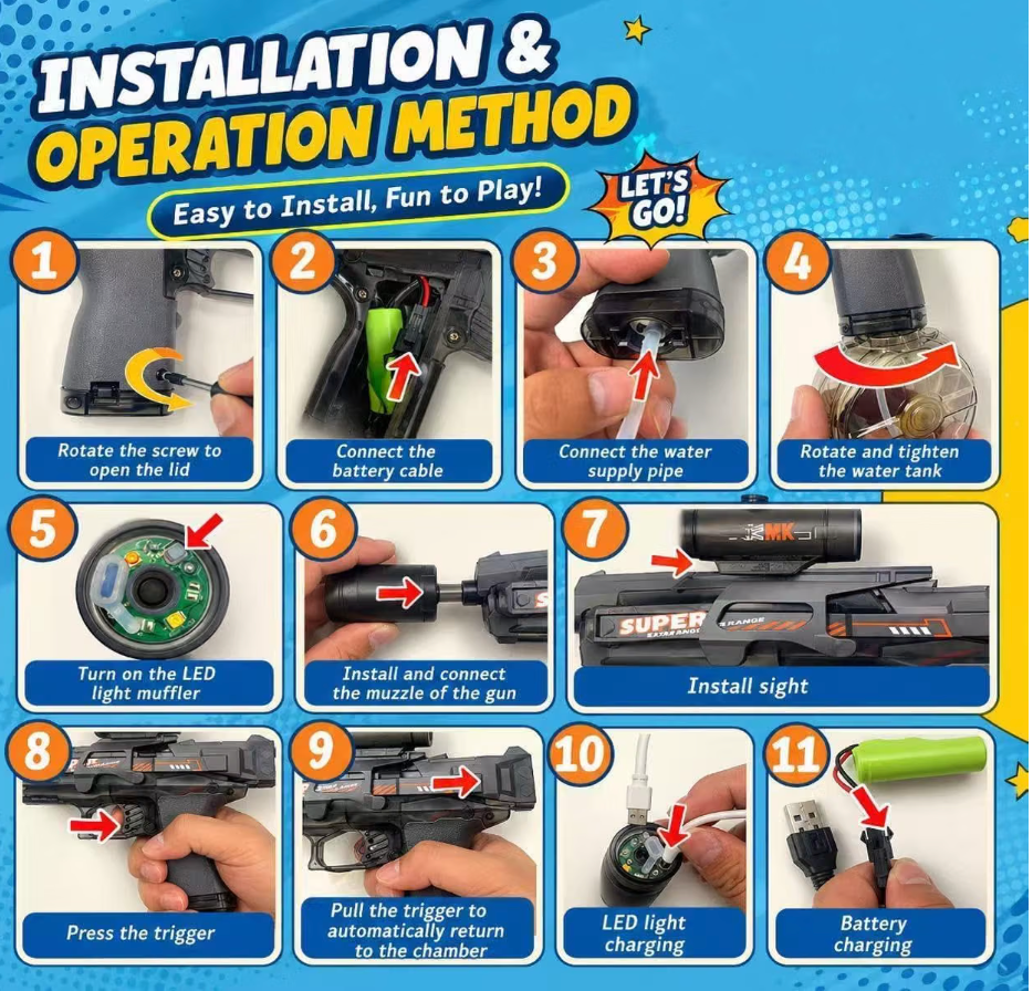 Tactical-Style Water Gun Blaster – Blue (EVE084)