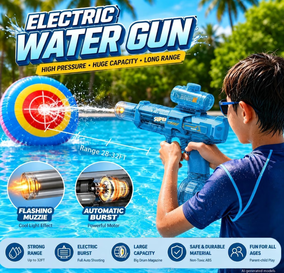 Tactical-Style Water Gun Blaster – Blue (EVE084)