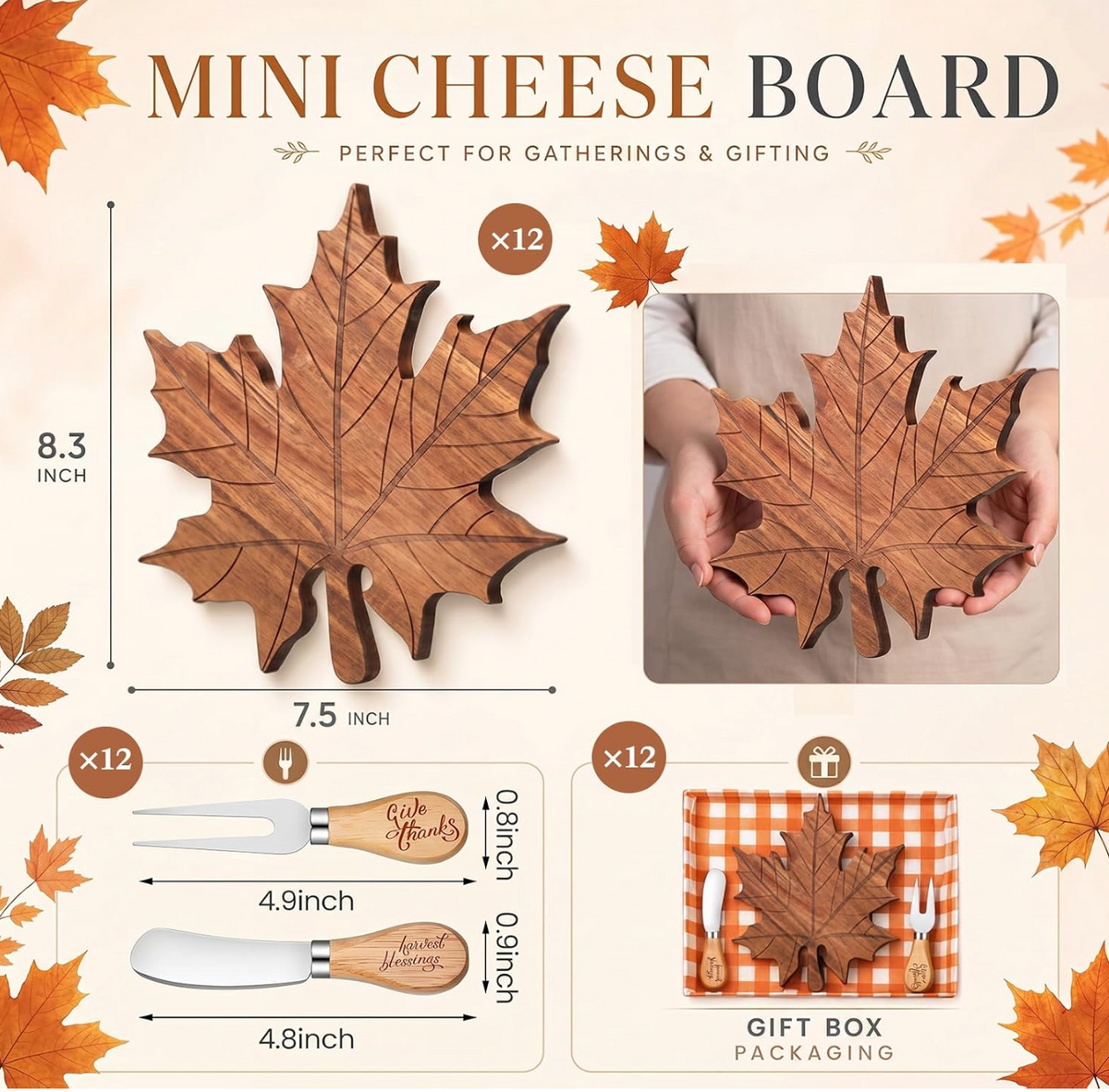 The leaf shaped wooden cheese board