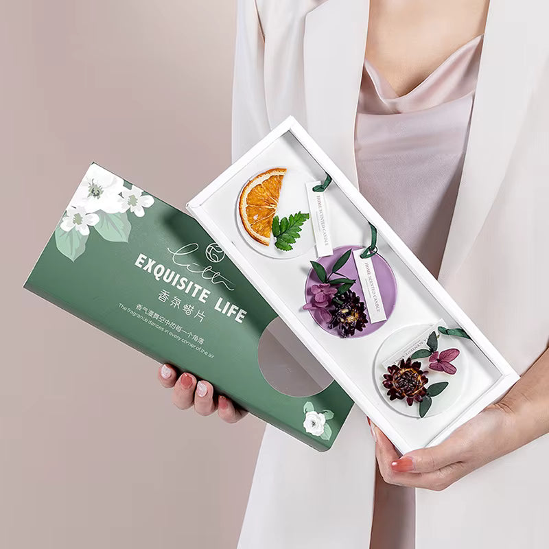 Set de regalo de bolsitas de cera botánica: 3 adornos colgantes de cera perfumados - CA381