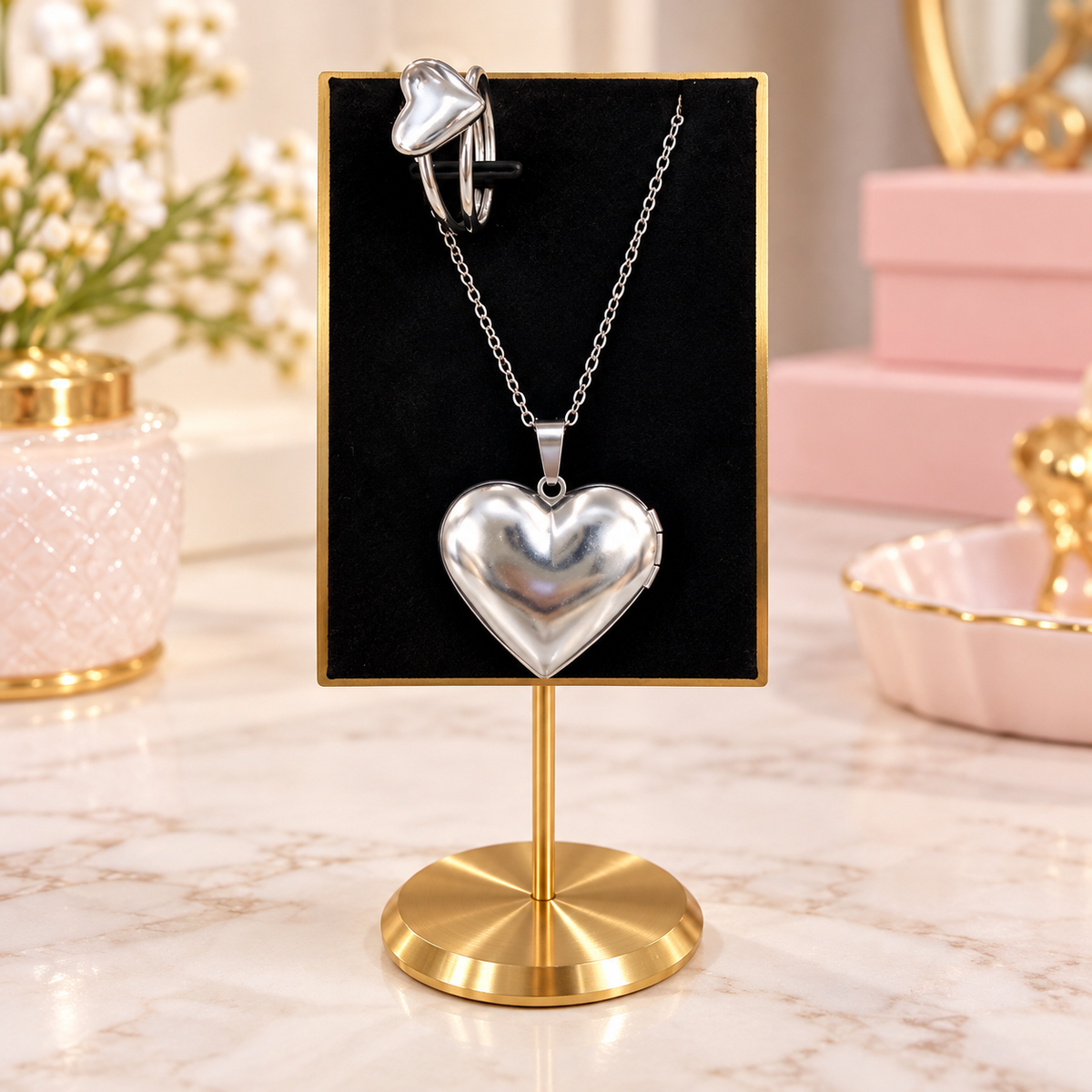 Gold Jewelry Display Stand with Black Velvet SKU: CA1738-7
