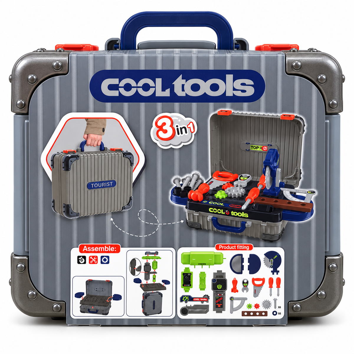 3-in-1 Tool Workbench Suitcase Playset  SKU: CA1158-1