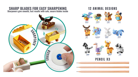 **Juego de bloques de construcción de lápiz y sacapuntas de la serie Animal (CA212)