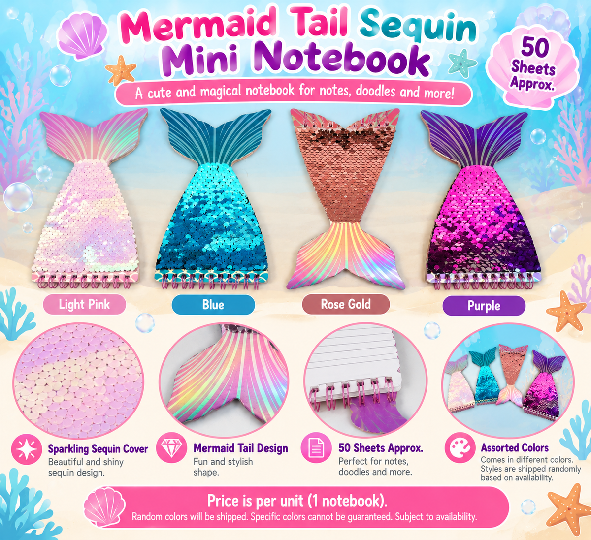 Mermaid Tail Sequin Notebook – Flip & Sparkle CA1650