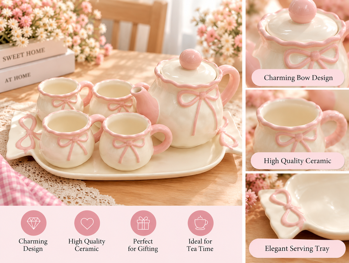 Charming Ceramic Tea Set with Tray SKU: CA991-2