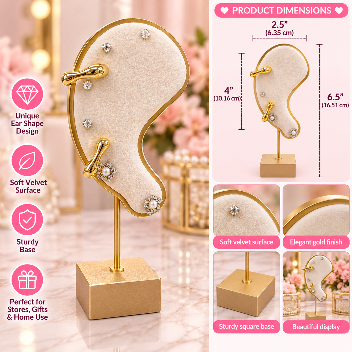 Elegant Ear-Shaped Earring Display Stand – SKU: CA1738-9