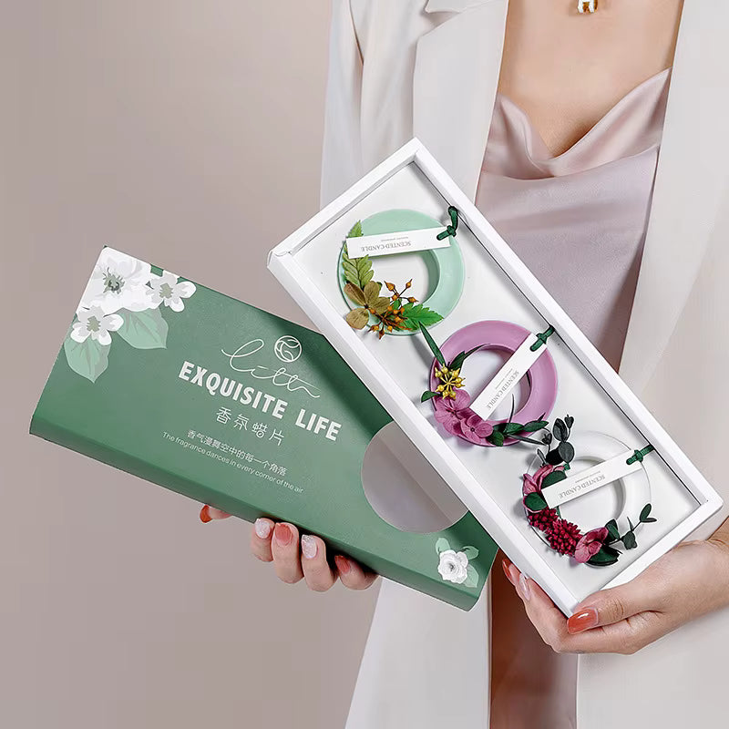 Floral Wax Sachet Gift Set – 3 Scented Rings with Dried Flowers - CA382