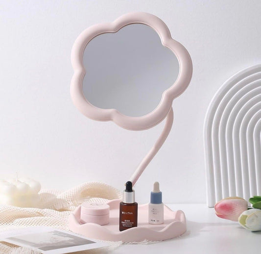 Espejo de tocador con forma de flor y bandeja Ref:1040