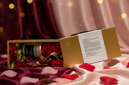 Caja de regalo de lujo con vela perfumada y flor de jabón - CA386