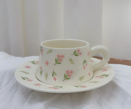 Floral Ceramic Mug & Saucer Set (CA453)