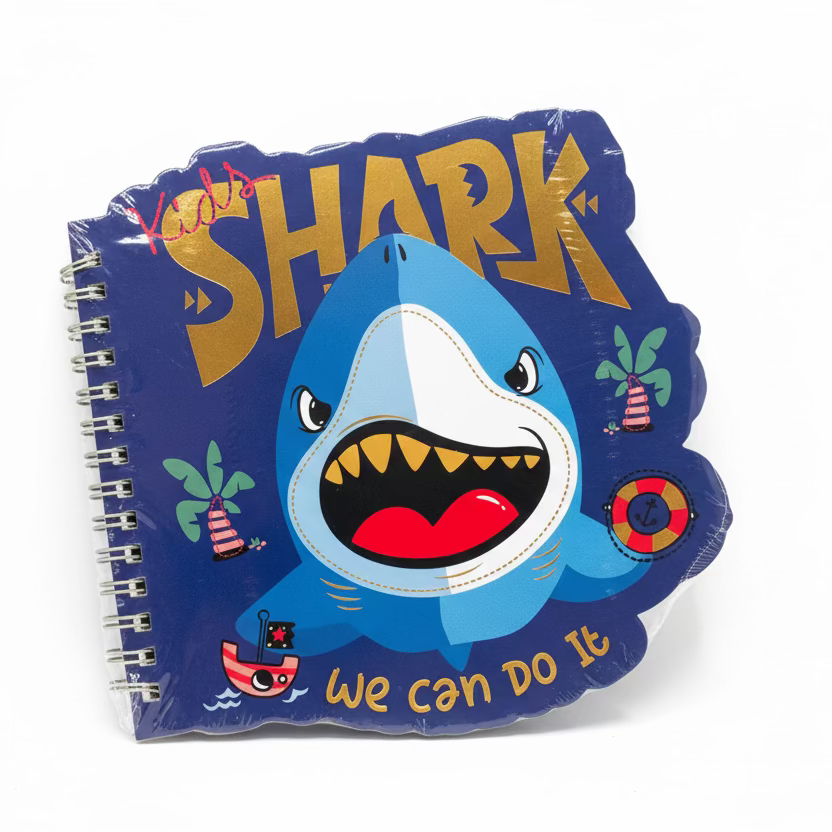 **Cuaderno espiral con forma de tiburón – Diseño divertido de dibujos animados (BXZ15120B6-1-4)