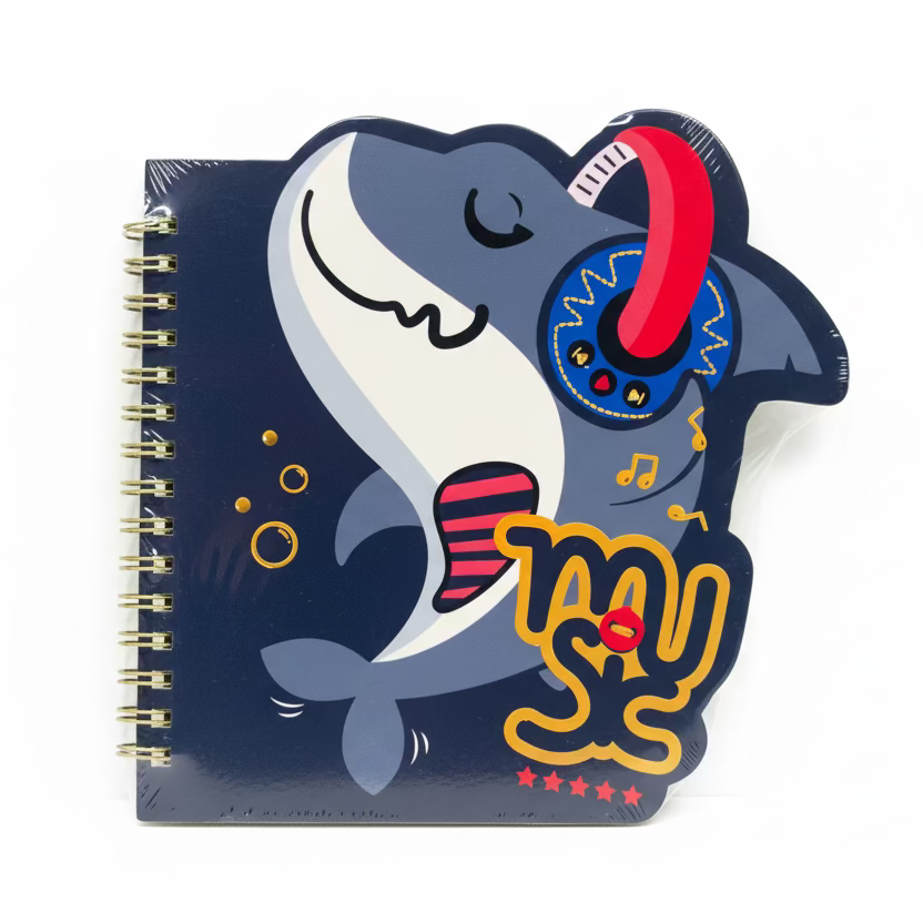 **Cuaderno espiral con forma de tiburón – Diseño divertido de dibujos animados (BXZ15120B6-1-4)