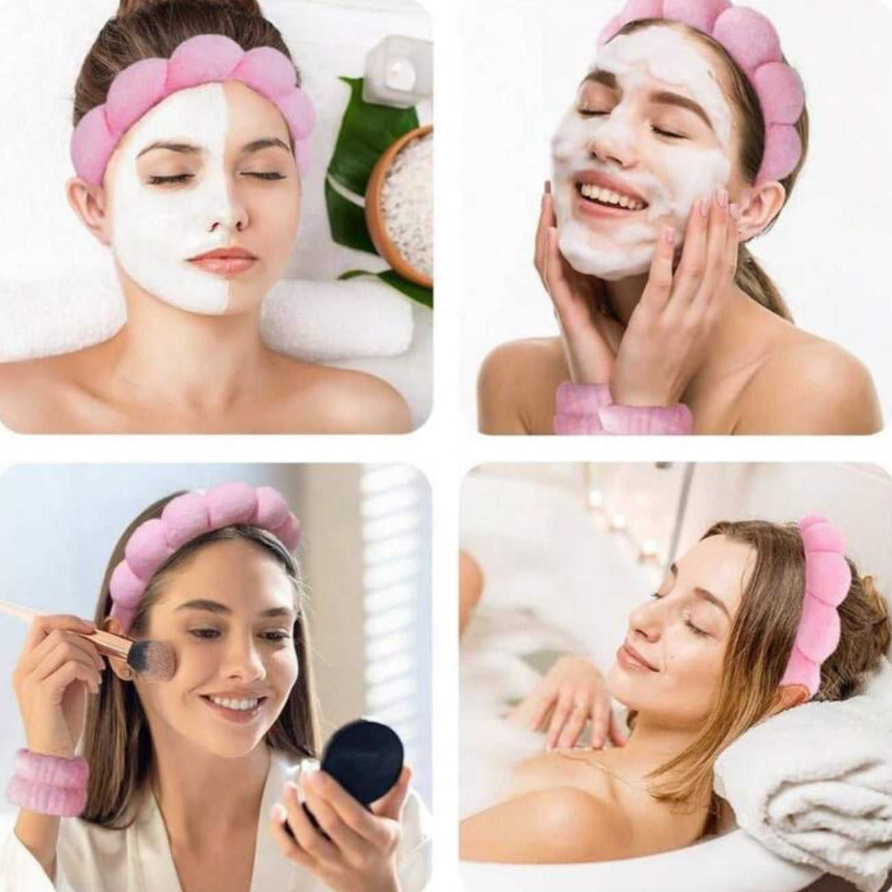 Bubble Spa Headband + Scrunchie, Gem Details – CA-109