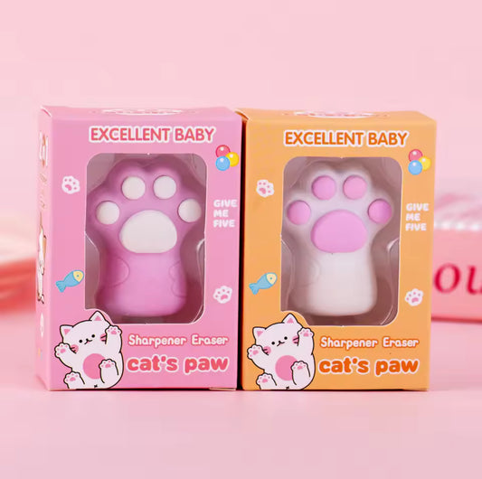 Kawaii Cat's Paw Eraser with Sharpener