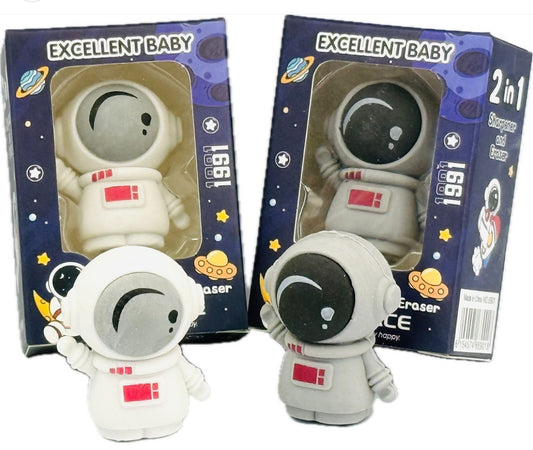 "Astronaut Eraser & Sharpener – Kawaii Stationery"