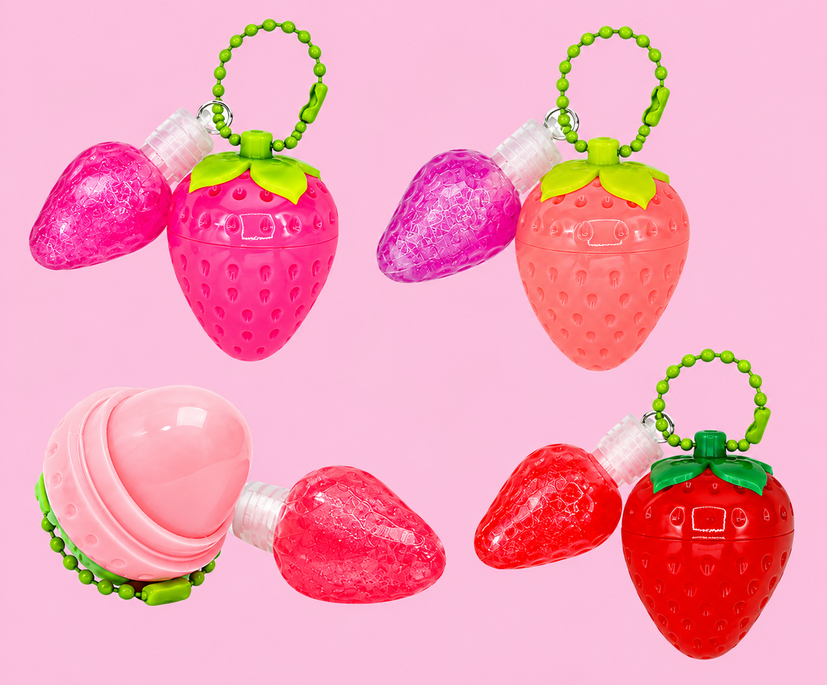 Strawberry Lip Balm & Gloss Keychain LB-766