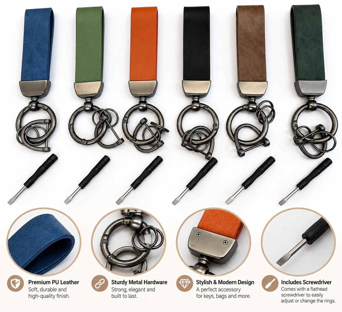 Classic Leather Strap Keychain SKU: CA1603