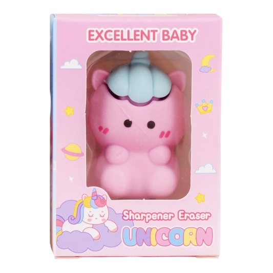 Kawaii Unicorn Eraser with Sharpener
