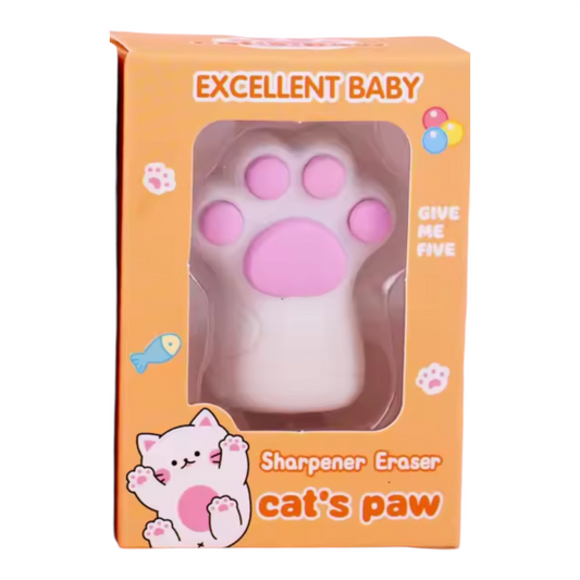 Kawaii Cat's Paw Eraser with Sharpener