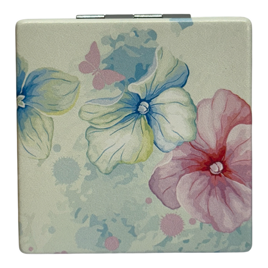 Square Shaped Pocket Mirror with Double-Sided Magnification