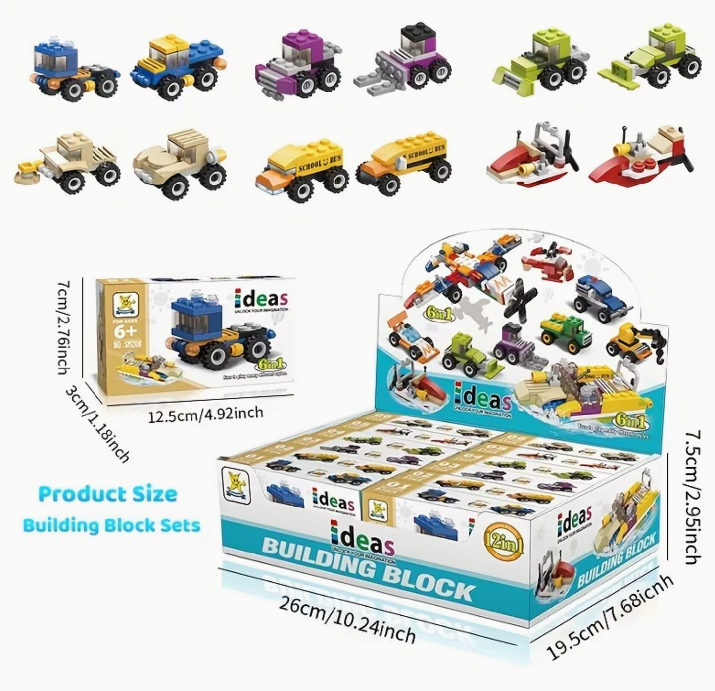 Minivehículo 6 en 1: Juego de construcción creativo para niños - CA208