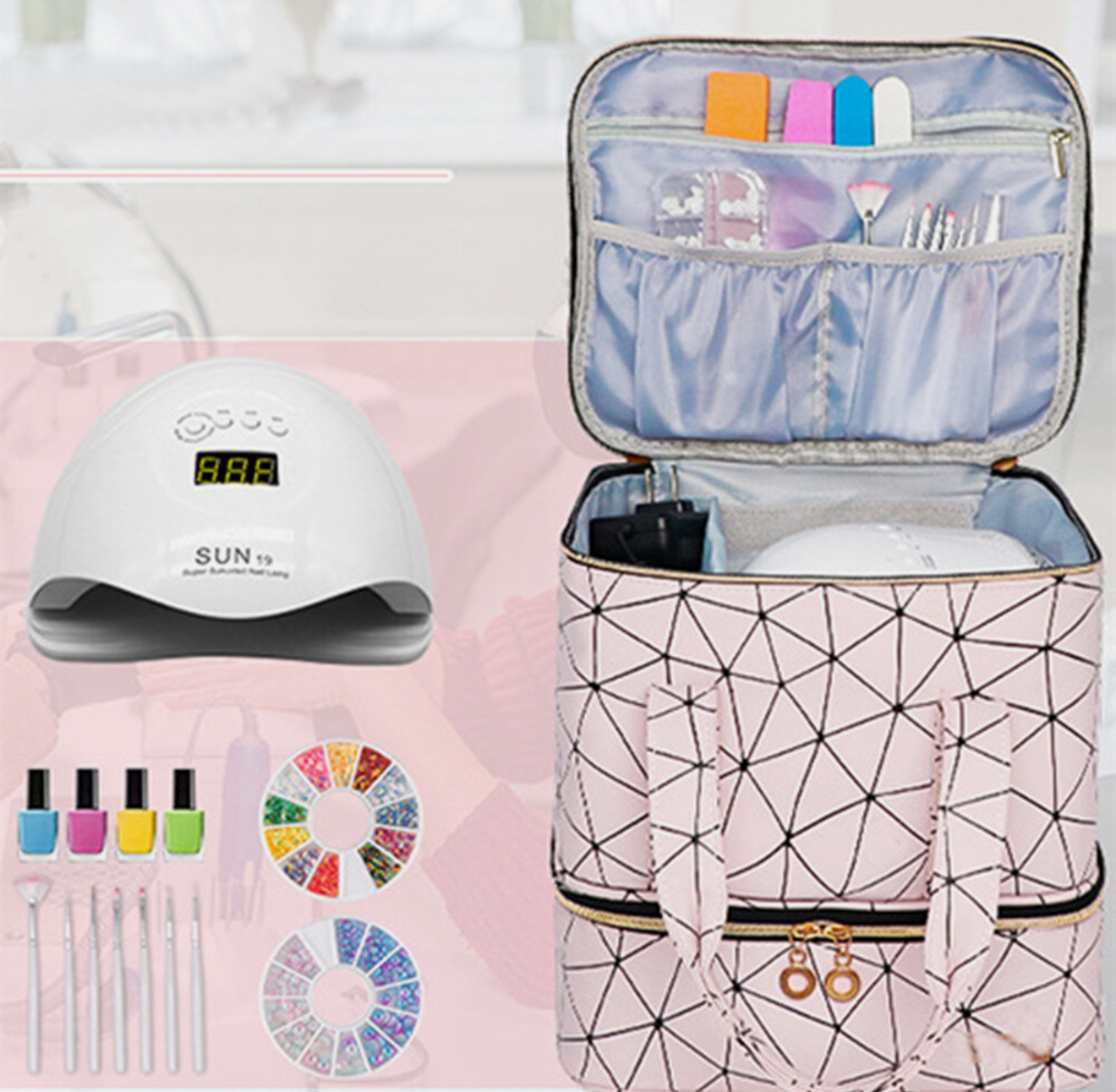 Geometric Travel Toiletry Bag - MC-30