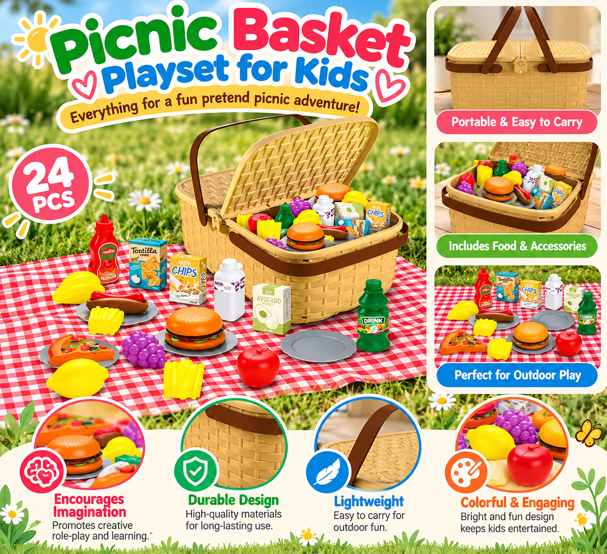 Little Chef Play Food Picnic Basket SKU: CA1161