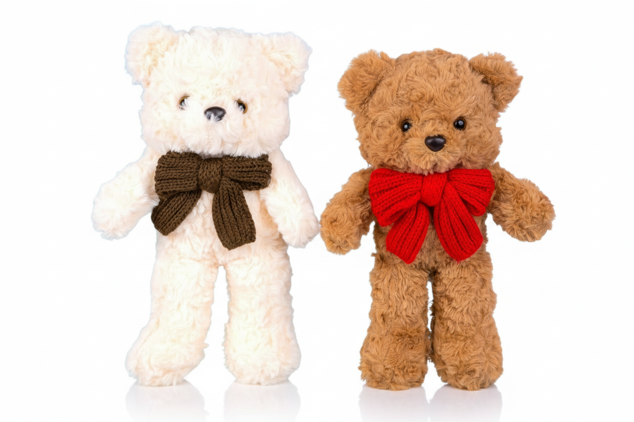 Classic Teddy Bear Plush with Knitted Bow (CA339)