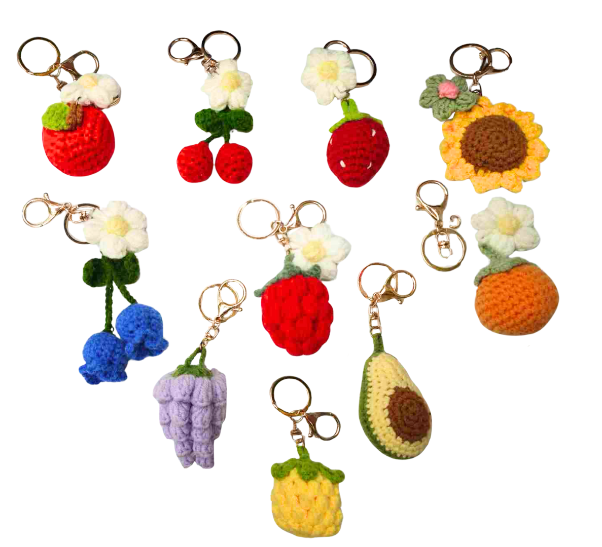 Handmade Crochet Fruit & Flower Keychains (CA113)