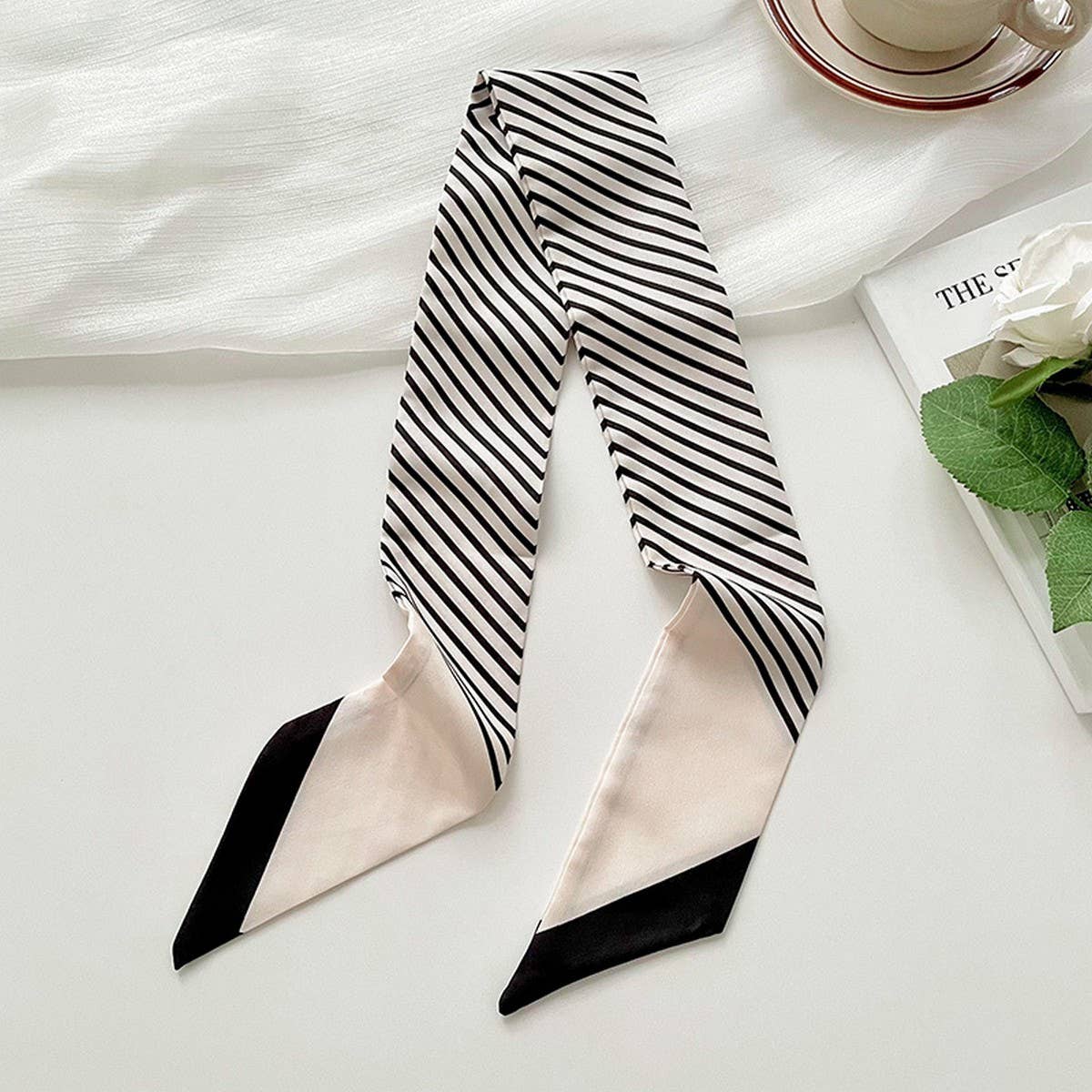 Striped Skinny Scarf Hair Tie & Bag Ribbon – Assorted Colors 🎀