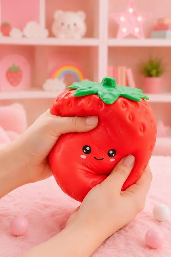 5.9" Jumbo Strawberry Squishy Fidget Toy Stress Relief