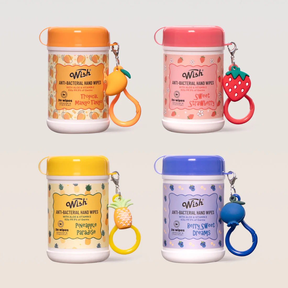 Wish Hand Sanitizing Wipes with Charms Keychain - Display