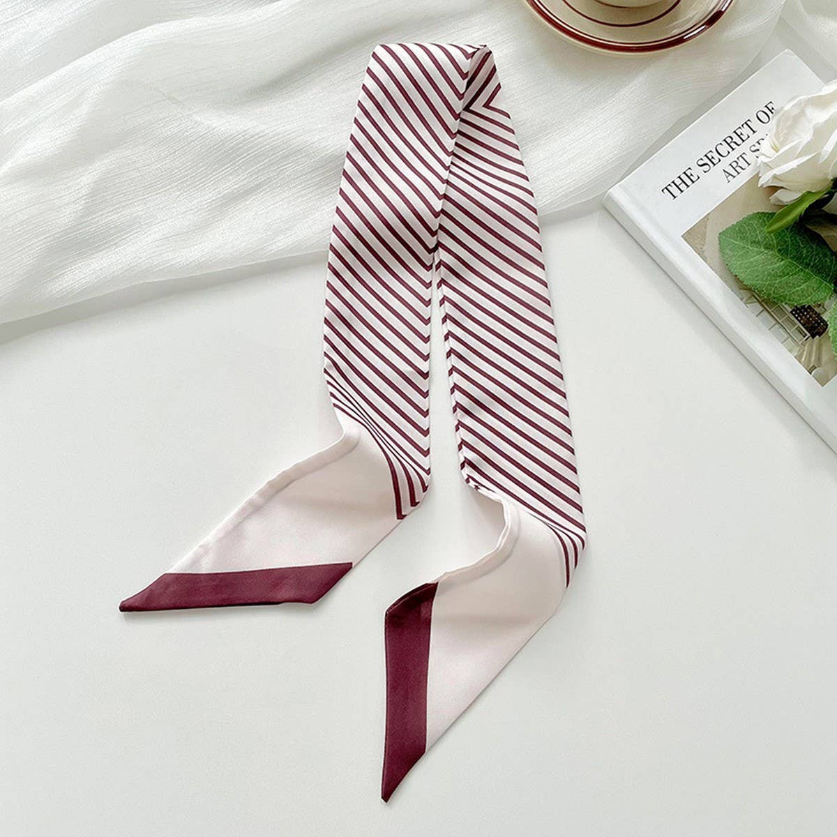 Striped Skinny Scarf Hair Tie & Bag Ribbon – Assorted Colors 🎀