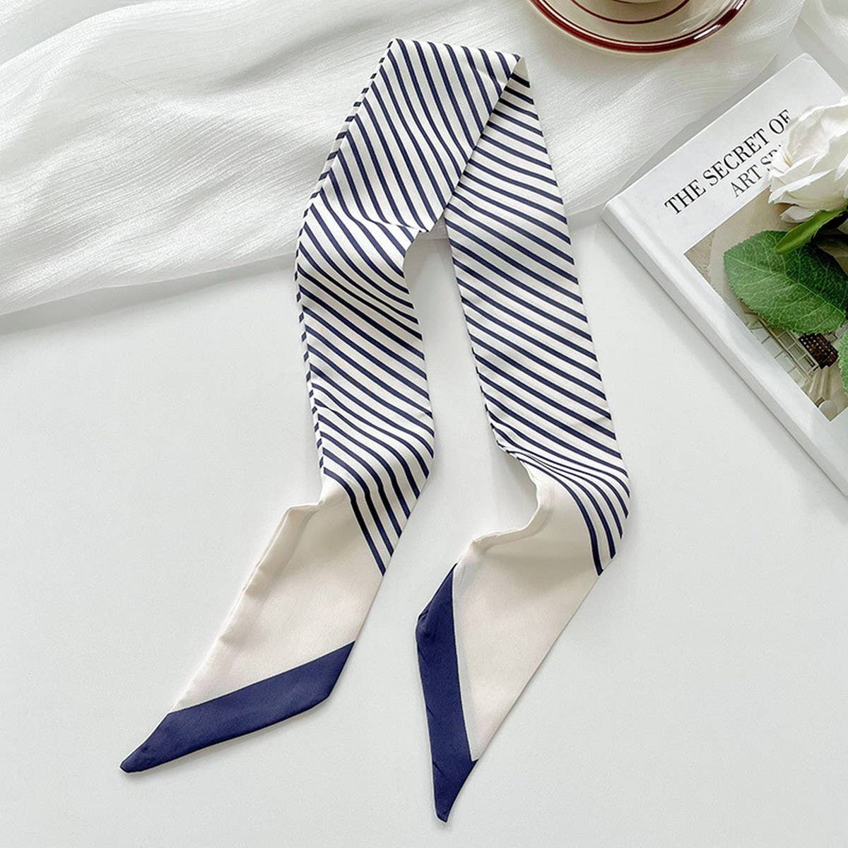 Striped Skinny Scarf Hair Tie & Bag Ribbon – Assorted Colors 🎀