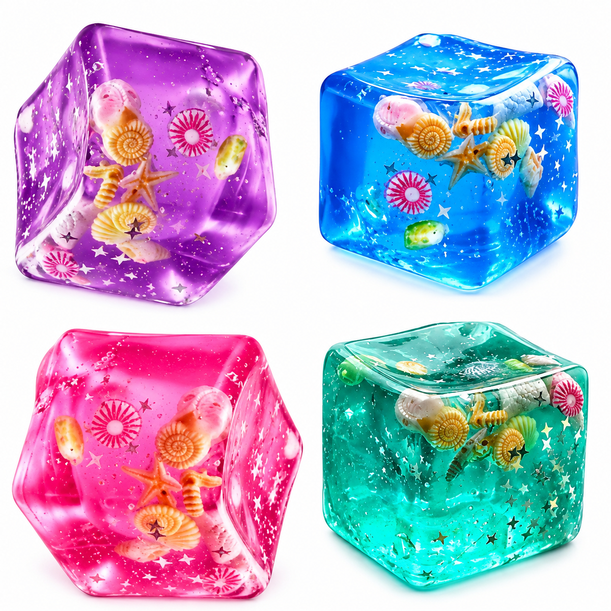 Maltose cube with Glitter and shells