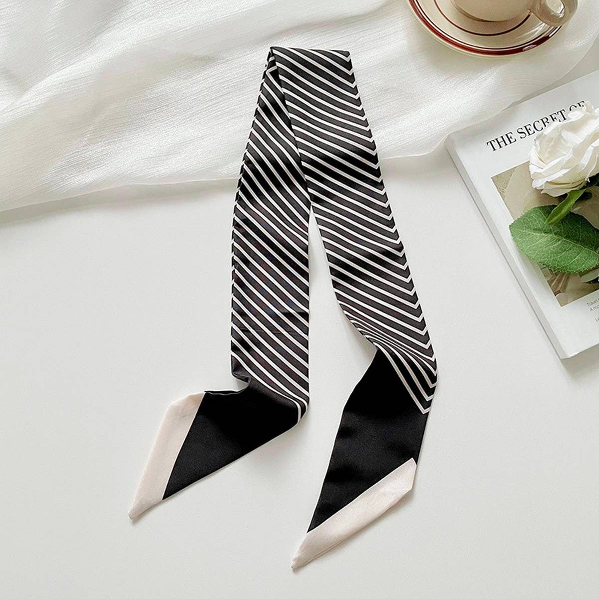 Striped Skinny Scarf Hair Tie & Bag Ribbon – Assorted Colors 🎀