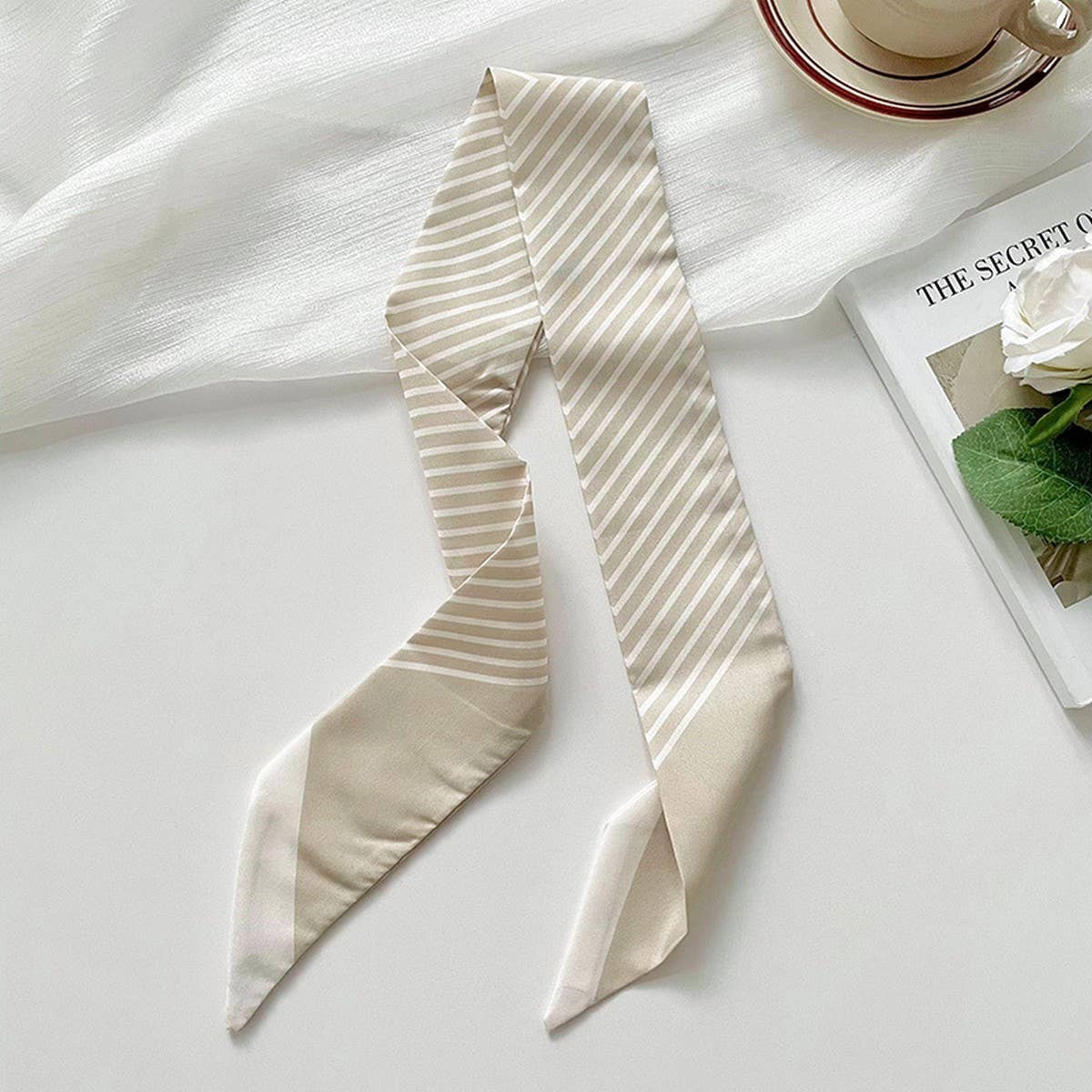 Striped Skinny Scarf Hair Tie & Bag Ribbon – Assorted Colors 🎀