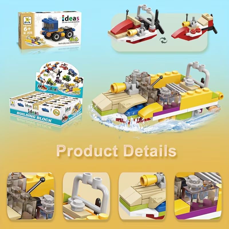 Minivehículo 6 en 1: Juego de construcción creativo para niños - CA208