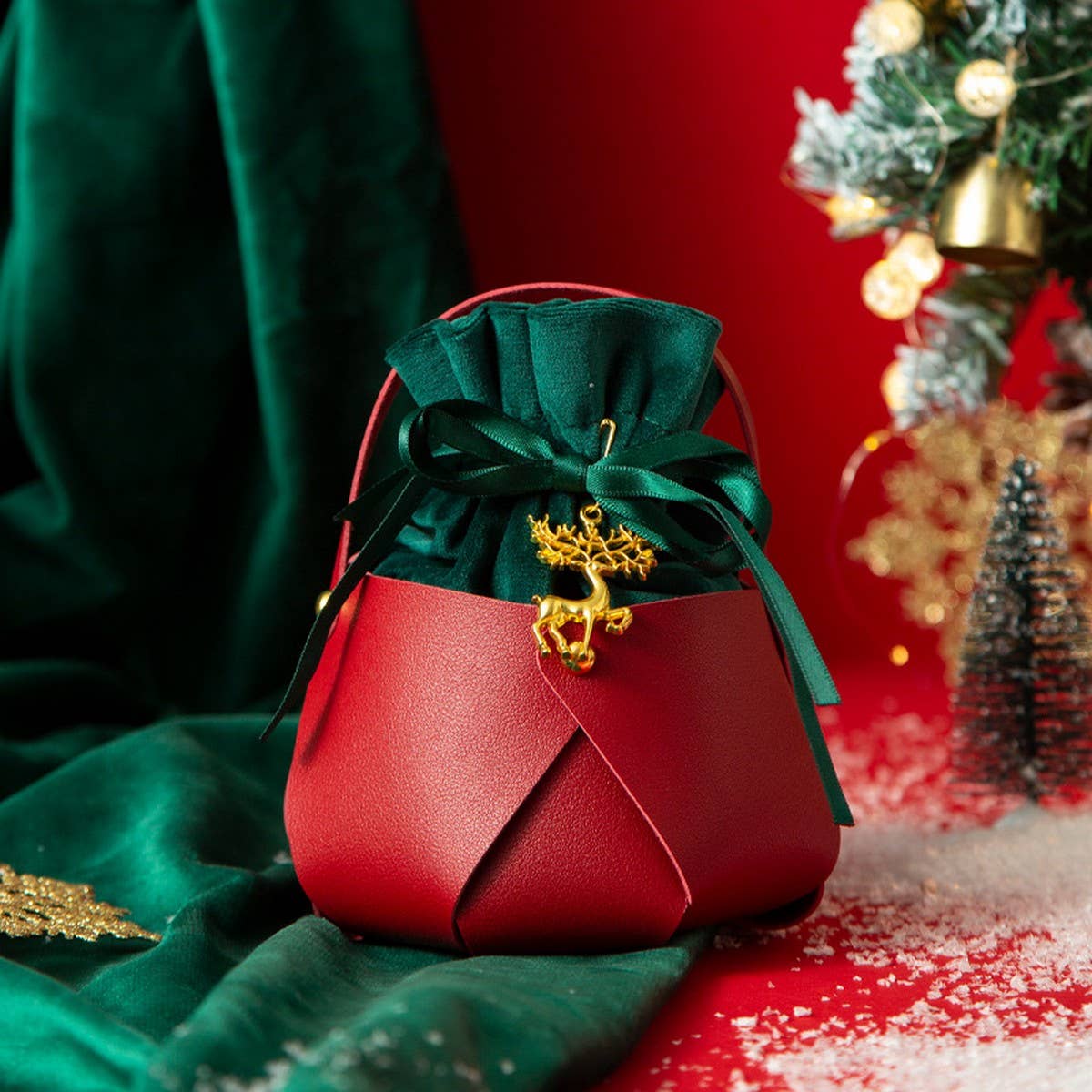 Christmas Mini Gift Bag with Drawstring Pouch – 1 Piece 🎄🎁